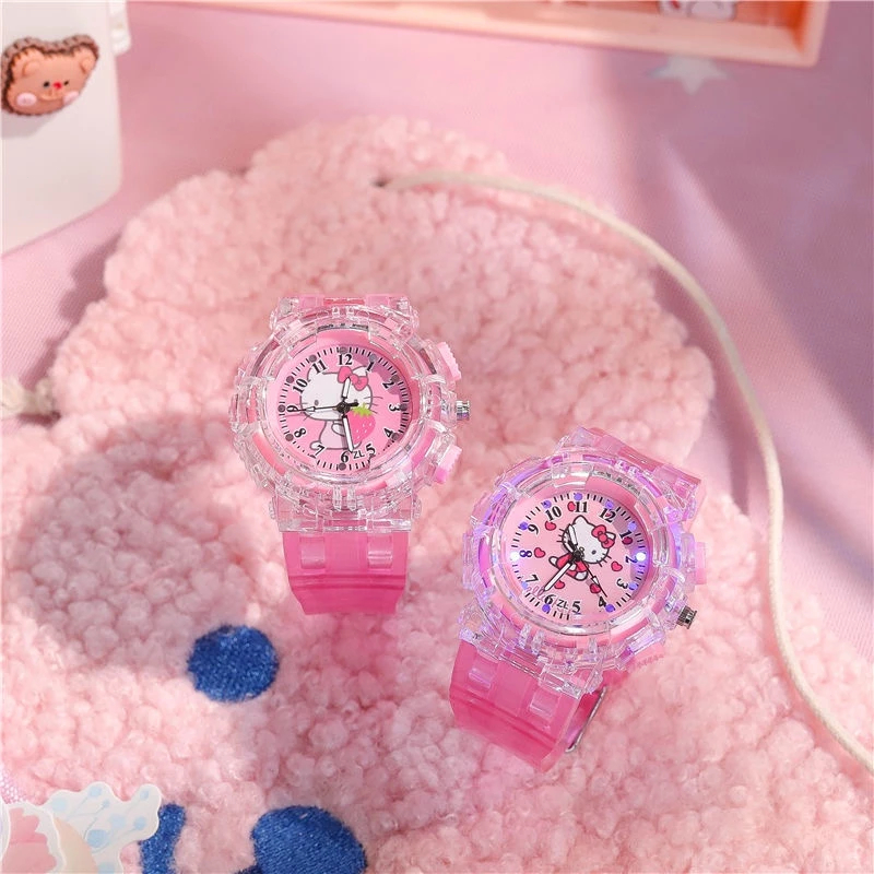 Đồng hồ kỹ thuật số LED Hello Kitty đầy màu sắc dễ thương, phong cách trẻ em chất lượng cao