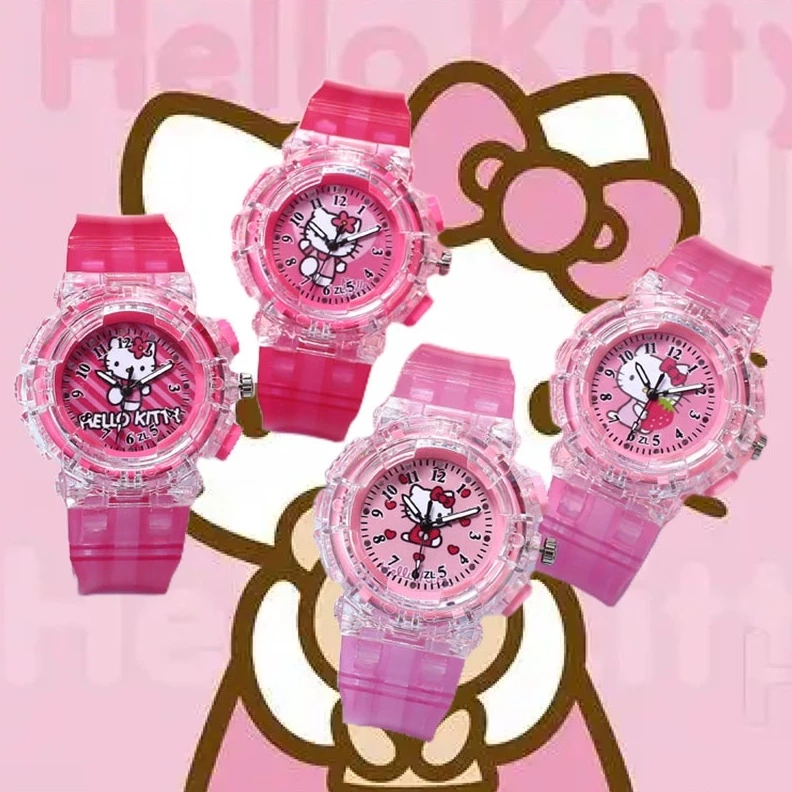 Đồng hồ kỹ thuật số LED Hello Kitty đầy màu sắc dễ thương, phong cách trẻ em chất lượng cao