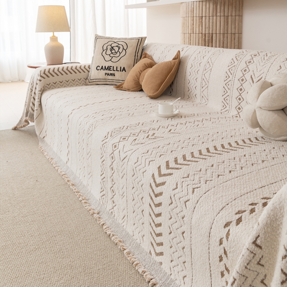 Chăn sofa chống trượt hình học hiện đại mới, Sofa trang trí phòng khách Safa có tua rua. Dành cho ghế Sofa cắt hình chữ L / u, ghế tình yêu, Futon