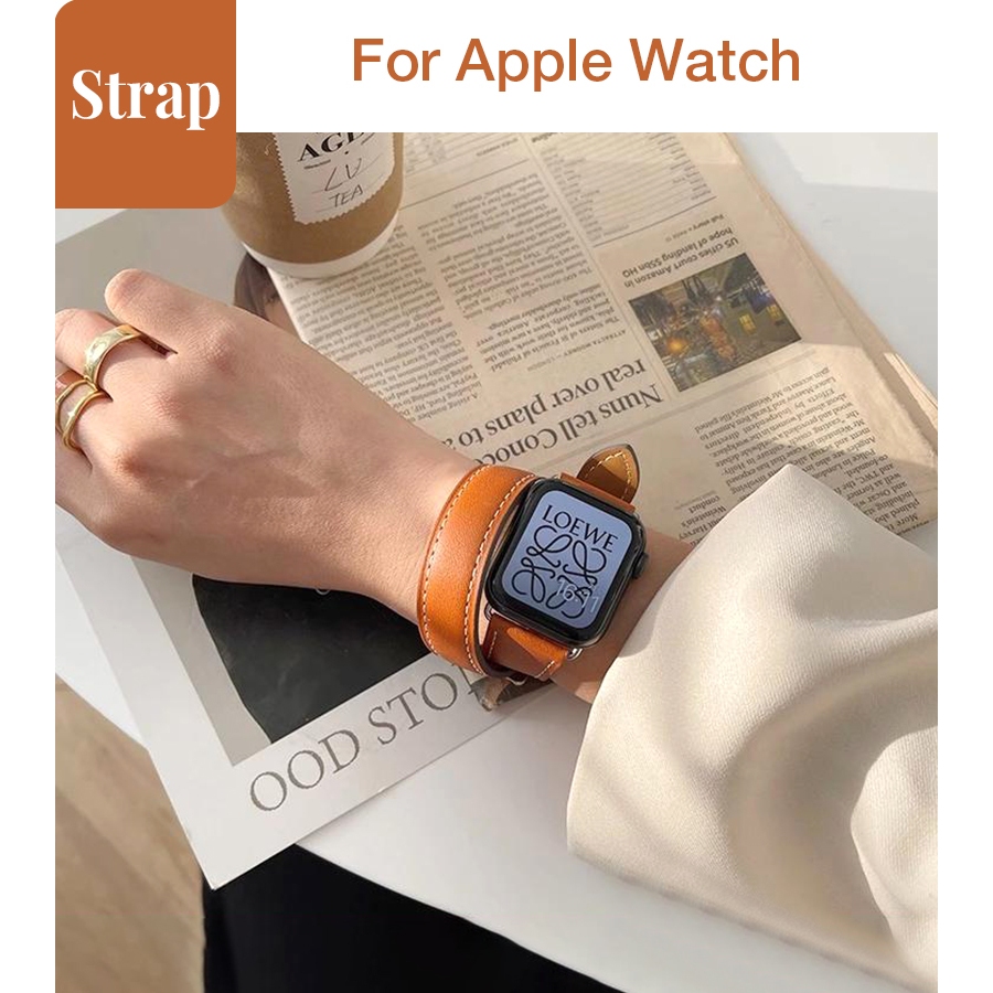 Dây đeo bằng da cổ điển đôi dành cho nữ Thích hợp cho Apple Watch S11 SE3 Ultra3 S10 S9 S8 SE S7 S6 Ultra 49mm 46mm 42mm 40mm 44mm 41mm 45mm Dây đeo cổ tay