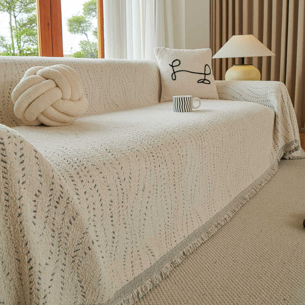 Chăn sofa vải sợi mờ dày mùa thu đông mới, Vỏ bọc ghế sofa mềm mại và chống trượt một mảnh, dành cho ghế sofa hình chữ L / u, ghế tình yêu, Futon