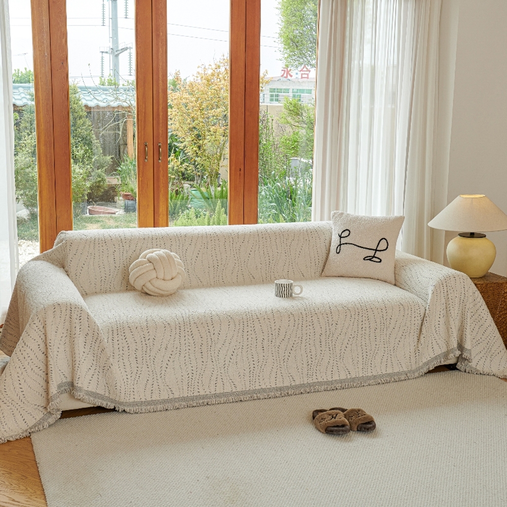 Chăn sofa vải sợi mờ dày mùa thu đông mới, Vỏ bọc ghế sofa mềm mại và chống trượt một mảnh, dành cho ghế sofa hình chữ L / u, ghế tình yêu, Futon