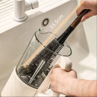 Bàn chải bình sữa 2 trong 1 Không có góc chết Treo cốc thủy tinh Bàn chải làm sạch Tay cầm dài Đa chức năng