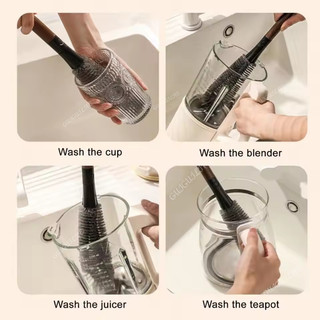 Bàn chải bình sữa 2 trong 1 Không có góc chết Treo cốc thủy tinh Bàn chải làm sạch Tay cầm dài Đa chức năng