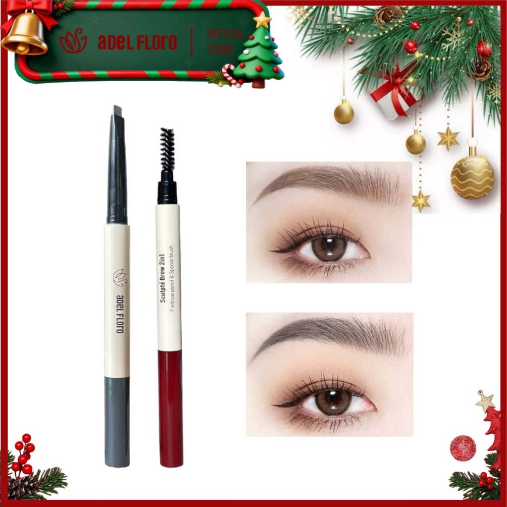 Adel Chì Kẻ & Chải 2 Đầu Chuyên Dụng💫Phối Màu Tóc Tự Nhiên,Định Hình Lông Mày Nét Đẹp Chuẩn Hàn Quốc