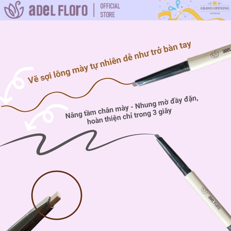 Adel Chì Kẻ & Chải 2 Đầu Chuyên Dụng💫Phối Màu Tóc Tự Nhiên,Định Hình Lông Mày Nét Đẹp Chuẩn Hàn Quốc
