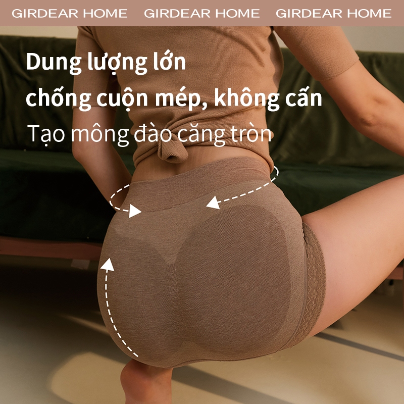 Girdear Home không viền quần lót nữ Nhà Nữ Cao Cấp Định Hình Bụng Kiểm Soát Quần Đùi Siêu Mỏng Thoáng Khí Plus Kích Thước Dâu Lụa Liền Mạch Quần Lót Nâng Mông Quần Lót,GH21