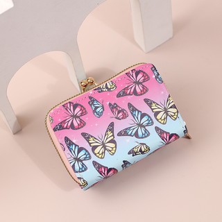Tinh Tế Cao Cấp Ngắn Ví Đựng Thẻ 2025 Phong Cách Mới Thời Trang Nữ In Hình Bướm Dung Tích Lớn Nhiều Khe Cắm Thẻ Đa Năng Tài Liệu Đa Năng Túi Kẹp Đồng Xu