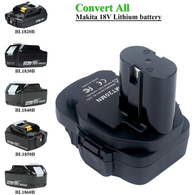 Bộ chuyển đổi MT20MN cho pin Lithium Makita 18V Bl1860B / Bl1860 / Bl1850B / Bl1850 / Bl1840 / Bl183 sang Ni-Mh Ni-Cd Bộ chuyển đổi pin Li-Ion