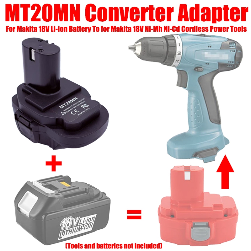 Bộ chuyển đổi MT20MN cho pin Lithium Makita 18V Bl1860B / Bl1860 / Bl1850B / Bl1850 / Bl1840 / Bl183 sang Ni-Mh Ni-Cd Bộ chuyển đổi pin Li-Ion