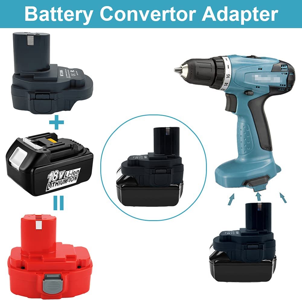 Bộ chuyển đổi MT20MN cho pin Lithium Makita 18V Bl1860B / Bl1860 / Bl1850B / Bl1850 / Bl1840 / Bl183 sang Ni-Mh Ni-Cd Bộ chuyển đổi pin Li-Ion