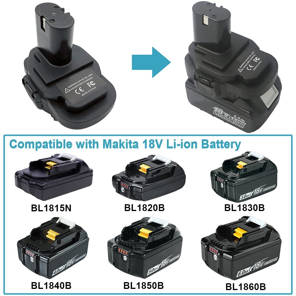 Bộ chuyển đổi MT20MN cho pin Lithium Makita 18V Bl1860B / Bl1860 / Bl1850B / Bl1850 / Bl1840 / Bl183 sang Ni-Mh Ni-Cd Bộ chuyển đổi pin Li-Ion