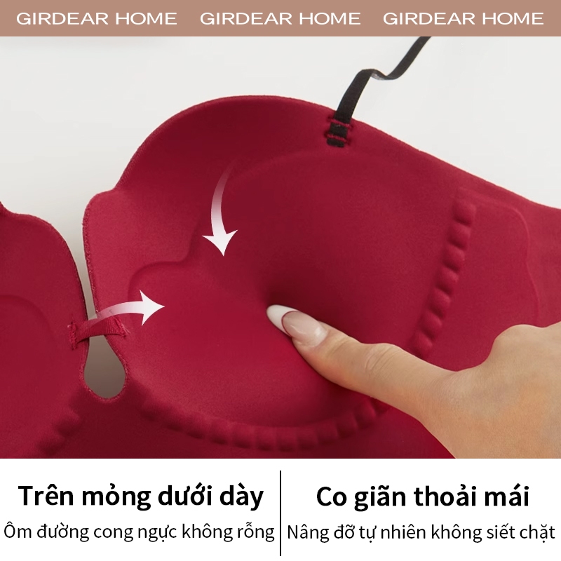 Girdear Home quyến rũ thoáng khí áo lót Áo Ngực Nữ Không Dây Small Size với Dây Đeo Linh Hoạt và Công Nghệ 3D Nâng đỡ Tự Nhiên, Gh23