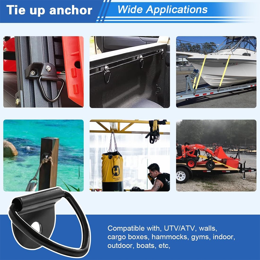 Heavy Duty D Ring Tie Down Neo Cargo Móc Gắn Vòng Cho Xe Tải Xe Kéo Xe Ô Tô Dây Đeo Hành Lý