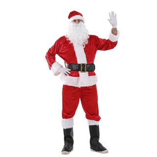 Trang phục ông già Noel nam Giáng sinh chuyên nghiệp Santa trưởng thành Suit Velvet đỏ trang phục và vàng quà tặng túi cho bữa tiệc
