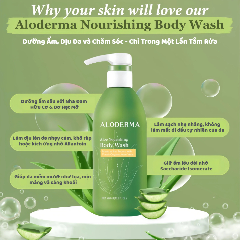 Chất Lượng Sữa Tắm Dưỡng Ẩm Aloderma 460Ml