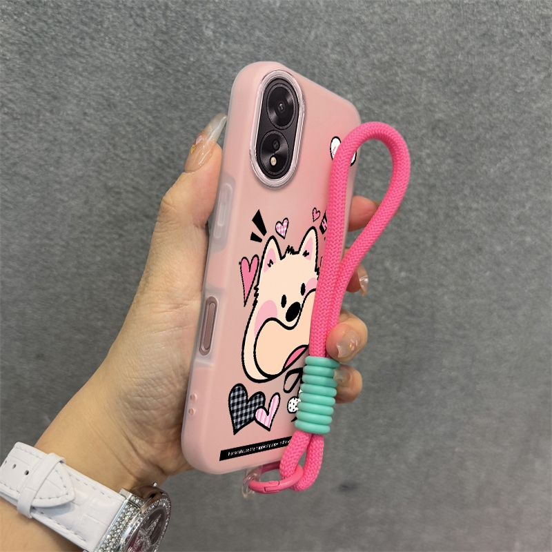 Ốp Lưng Cho OPPO A38 A18 A60 Silicon TPU Mềm Cao Cấp Dễ Thương Ốp Lưng Điện Thoại Hình Chú Chó Con Thẩm Mỹ Thiết Kế Mới Dây Treo Miễn Phí Và Tinh Tế