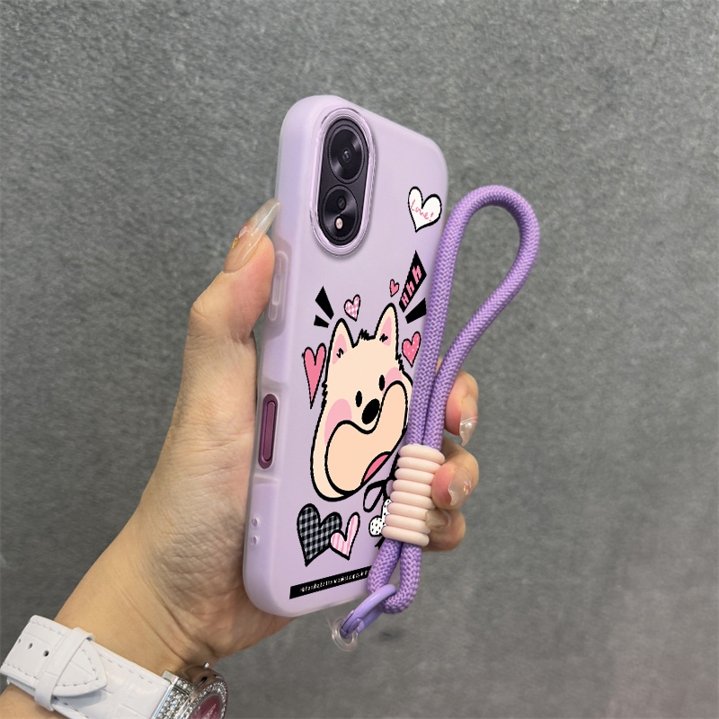 Ốp Lưng Cho OPPO A38 A18 A60 Silicon TPU Mềm Cao Cấp Dễ Thương Ốp Lưng Điện Thoại Hình Chú Chó Con Thẩm Mỹ Thiết Kế Mới Dây Treo Miễn Phí Và Tinh Tế