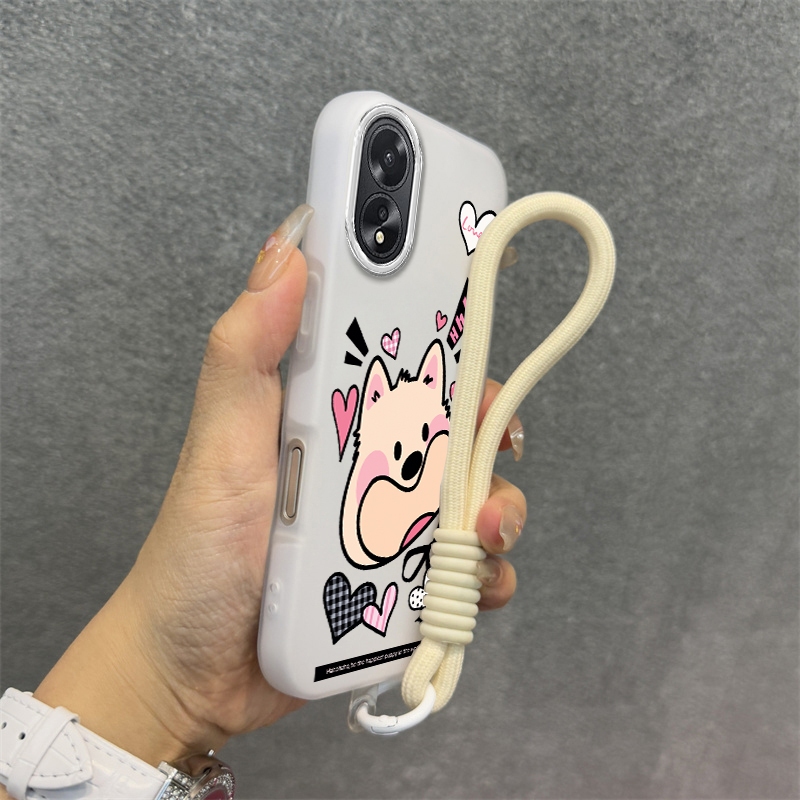 Ốp Lưng Cho OPPO A38 A18 A60 Silicon TPU Mềm Cao Cấp Dễ Thương Ốp Lưng Điện Thoại Hình Chú Chó Con Thẩm Mỹ Thiết Kế Mới Dây Treo Miễn Phí Và Tinh Tế