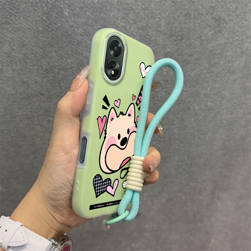 Ốp Lưng Cho OPPO A38 A18 A60 Silicon TPU Mềm Cao Cấp Dễ Thương Ốp Lưng Điện Thoại Hình Chú Chó Con Thẩm Mỹ Thiết Kế Mới Dây Treo Miễn Phí Và Tinh Tế