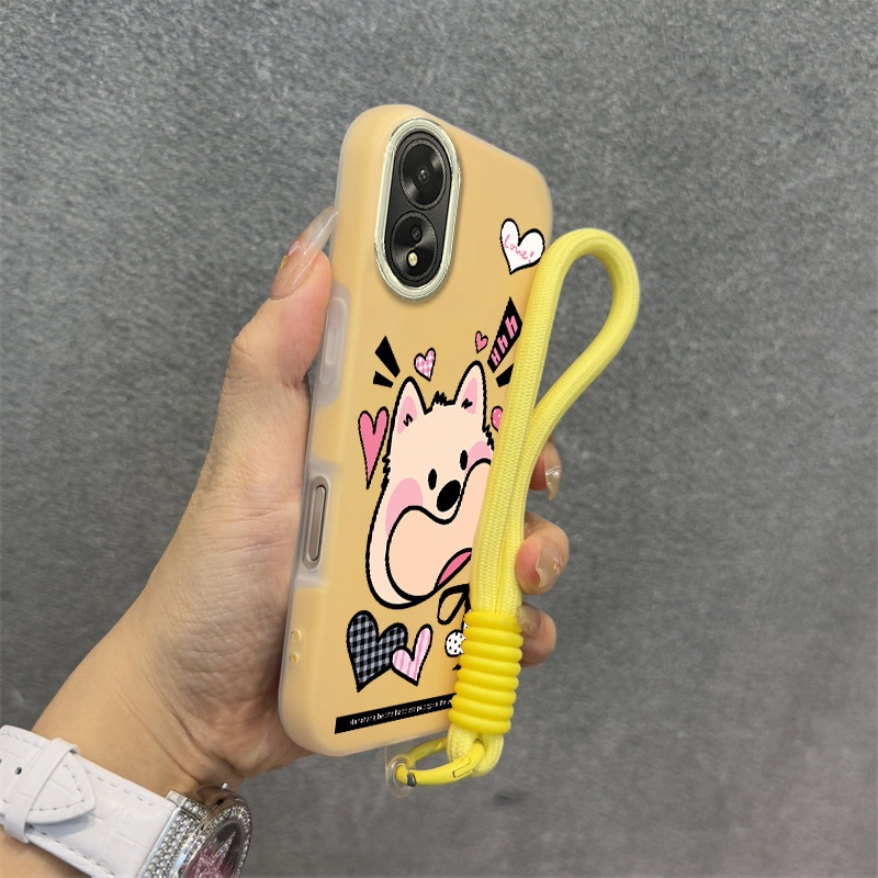 Ốp Lưng Cho OPPO A38 A18 A60 Silicon TPU Mềm Cao Cấp Dễ Thương Ốp Lưng Điện Thoại Hình Chú Chó Con Thẩm Mỹ Thiết Kế Mới Dây Treo Miễn Phí Và Tinh Tế