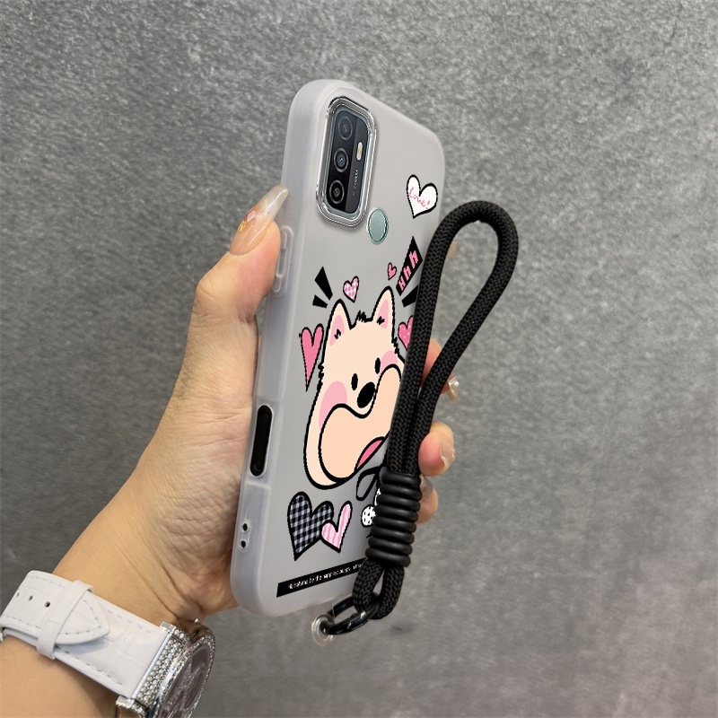 Ốp Lưng Cho OPPO A53 2020 A33 Silicon TPU Mềm Cao Cấp Dễ Thương Ốp Lưng Điện Thoại Hình Chú Chó Con Thẩm Mỹ Thiết Kế Mới Dây Treo Miễn Phí Và Tinh Tế