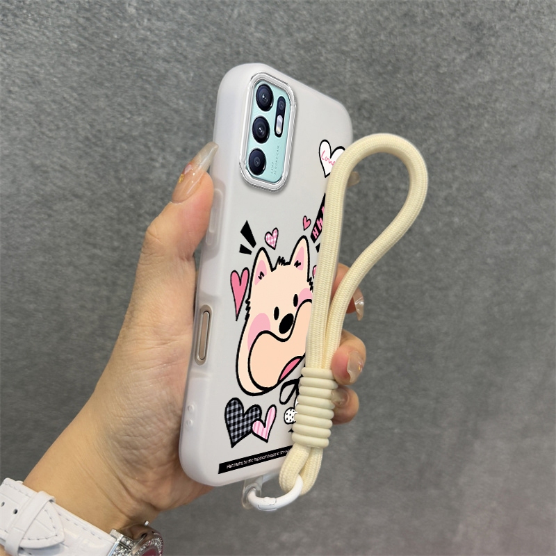 Ốp Lưng Cho OPPO RENO 6Z 5G Reno 6 RENO 5Z 5G Ốp Lưng Mềm TPU Silicon Cao Cấp Dễ Thương Ốp Điện Thoại Hình Chú Chó Con Thẩm Mỹ Thiết Kế Mới Dây Treo Miễn Phí Và Tinh Tế