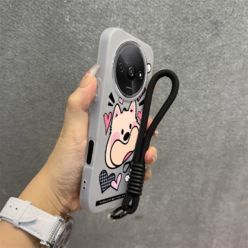 Ốp Lưng Cho Redmi A3 Silicone TPU Mềm Cao Cấp Dễ Thương Ốp Lưng Điện Thoại Hình Chú Chó Con Thẩm Mỹ Thiết Kế Mới Miễn Phí Và Tinh Tế Treo Dây