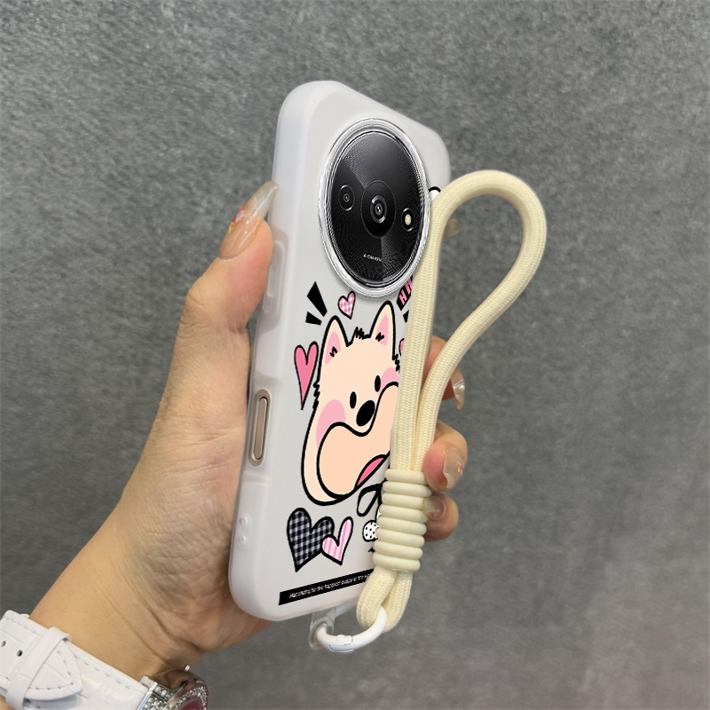 Ốp Lưng Cho Redmi A3 Silicone TPU Mềm Cao Cấp Dễ Thương Ốp Lưng Điện Thoại Hình Chú Chó Con Thẩm Mỹ Thiết Kế Mới Miễn Phí Và Tinh Tế Treo Dây