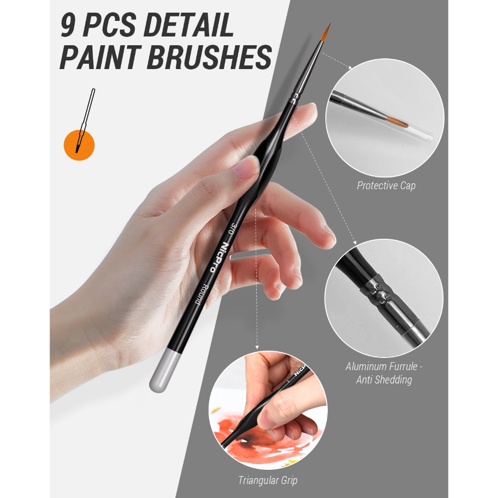 Bộ bàn chải sơn chế độ thu nhỏ Nicpro 12 chiếc, bàn chải vẽ tranh nghệ sĩ với chi tiết tinh tế & khô để vẽ tranh Thu nhỏ, mô hình, tượng nhỏ, nghệ thuật làm móng và vẽ mặtcitadel v.v.