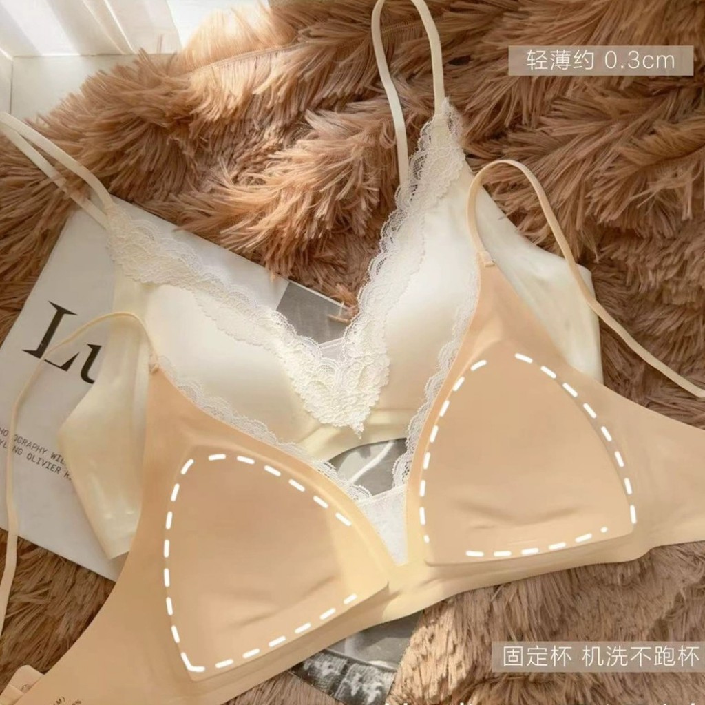Girdear Home thoáng khí áo lót ren sexy bra Áo Ngực Nữ Không Thép Thoải Mái Pháp Style Satin Sữa - Đường V Sâu, Lace Giàu Cảm Gợi, Dây Chéo Mảnh Dệt, Không May Silk Băng, Push Up,GH26