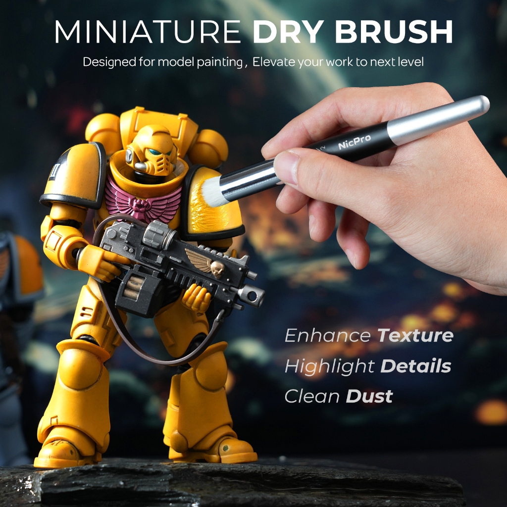 Nicpro 21 Chiếc Bàn Chải Sơn Thu Nhỏ Bàn Chải Khô - Bộ Bàn Chải Sơn Mô Hình Màu Nước Acrylic, Bàn Chải Sơn Chi Tiết Bàn Chải Khô Cho Warhammer 40k, Sơn Thành Cổ, Mẫu, Thu Nhỏ DND