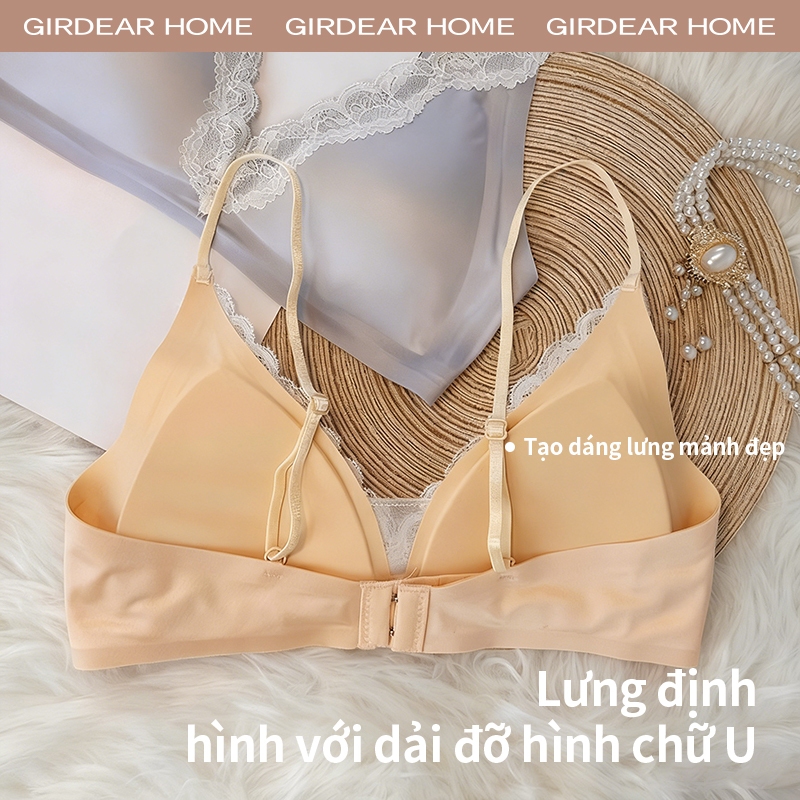 Girdear Home thoáng khí áo lót ren sexy bra Áo Ngực Nữ Không Thép Thoải Mái Pháp Style Satin Sữa - Đường V Sâu, Lace Giàu Cảm Gợi, Dây Chéo Mảnh Dệt, Không May Silk Băng, Push Up,GH26