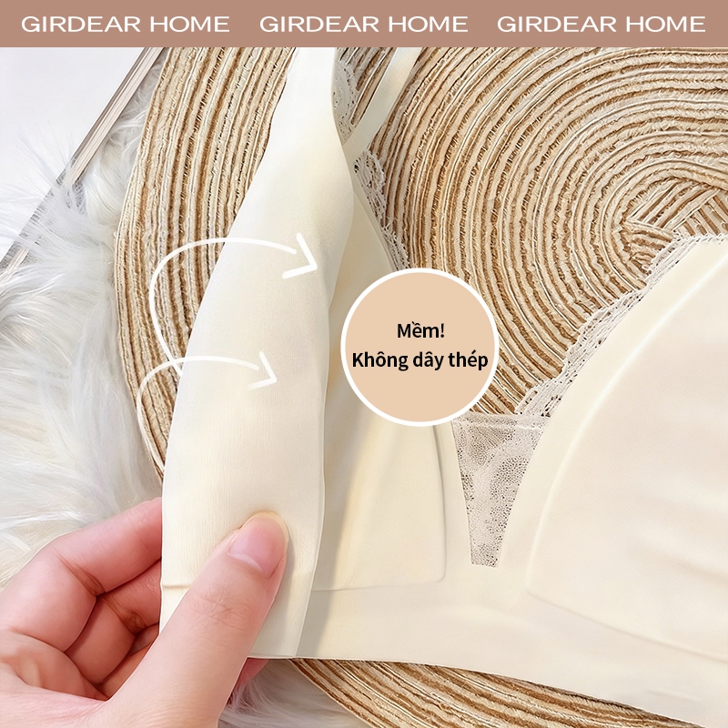 Girdear Home thoáng khí áo lót ren sexy bra Áo Ngực Nữ Không Thép Thoải Mái Pháp Style Satin Sữa - Đường V Sâu, Lace Giàu Cảm Gợi, Dây Chéo Mảnh Dệt, Không May Silk Băng, Push Up,GH26