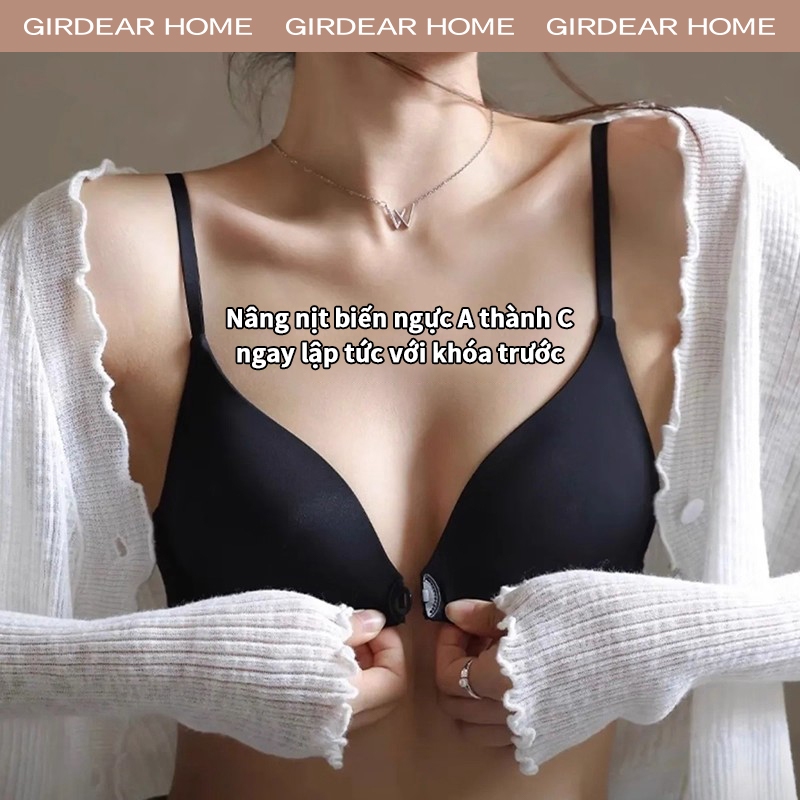 Girdear Home Áo Ngực Nữ Cô Gái Nóng Nhiệt Mùa Hè Không May Thoải MáiLưng Trần Sâu Cài Trước Push Up Không Thép Cup Mỏng Thở Khí Gợi Cảm,GH27
