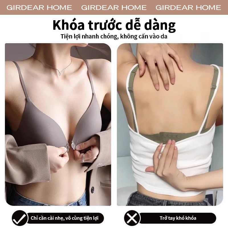 Girdear Home Áo Ngực Nữ Cô Gái Nóng Nhiệt Mùa Hè Không May Thoải MáiLưng Trần Sâu Cài Trước Push Up Không Thép Cup Mỏng Thở Khí Gợi Cảm,GH27