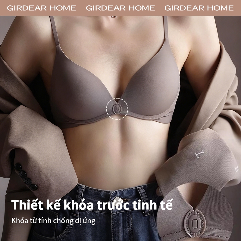 Girdear Home Áo Ngực Nữ Cô Gái Nóng Nhiệt Mùa Hè Không May Thoải MáiLưng Trần Sâu Cài Trước Push Up Không Thép Cup Mỏng Thở Khí Gợi Cảm,GH27