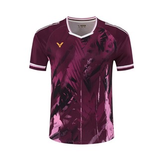 Áo sơ mi ngắn tay Victory cho quần vợt, chất liệu khô nhanh, phù hợp thi đấu