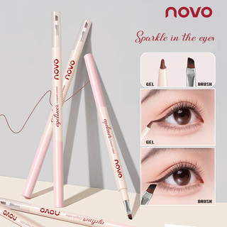 Bút kẻ mắt Gel 2 đầu chống nước NOVO - Đầu siêu mịn tự nhiên mịn sắc tố cao lâu trôi Bút kẻ mắt nâu hồng chống nhòe 9056