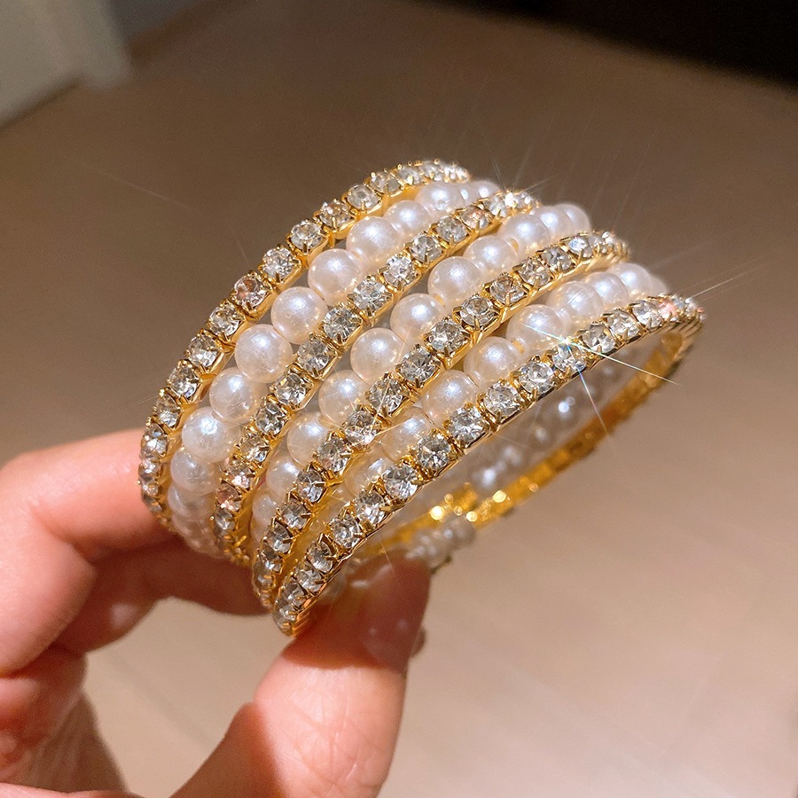 Vòng tay nhiều lớp ngọc trai &amp; kim cương - Phong cách sang trọng cổ điển, phụ kiện thời trang dành cho nữ