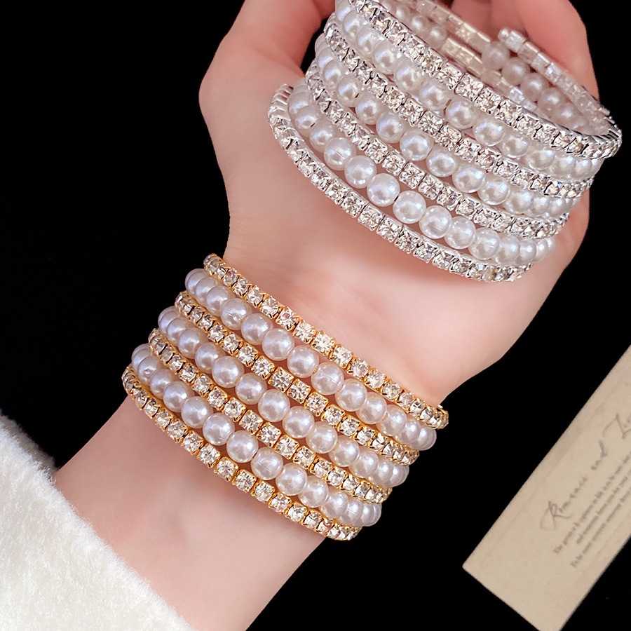 Vòng tay nhiều lớp ngọc trai &amp; kim cương - Phong cách sang trọng cổ điển, phụ kiện thời trang dành cho nữ