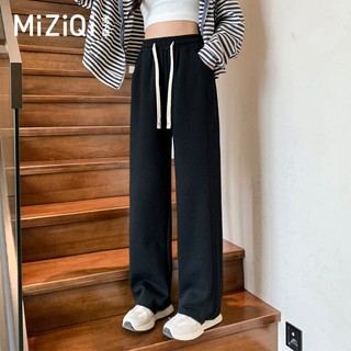 [MIZIQI] Quần ống thẳng lưng cao mùa thu dành cho nữ, quần ống rộng thể thao rộng rãi