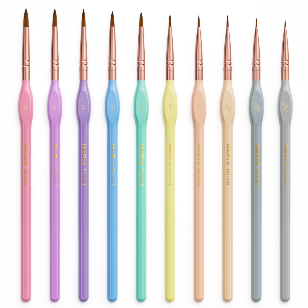 Nicpro 10 Chiếc Micro Fine Chi Tiết Sơn Bộ Bàn Chải, Macaron Pastel Nhỏ Thu Nhỏ Đầu Tinh Tế Bộ Bàn Chải Chi Tiết Cho Dầu Acrylic Màu Nước, Thủ Công, Mô Hình, Sử Dụng Tranh Đá