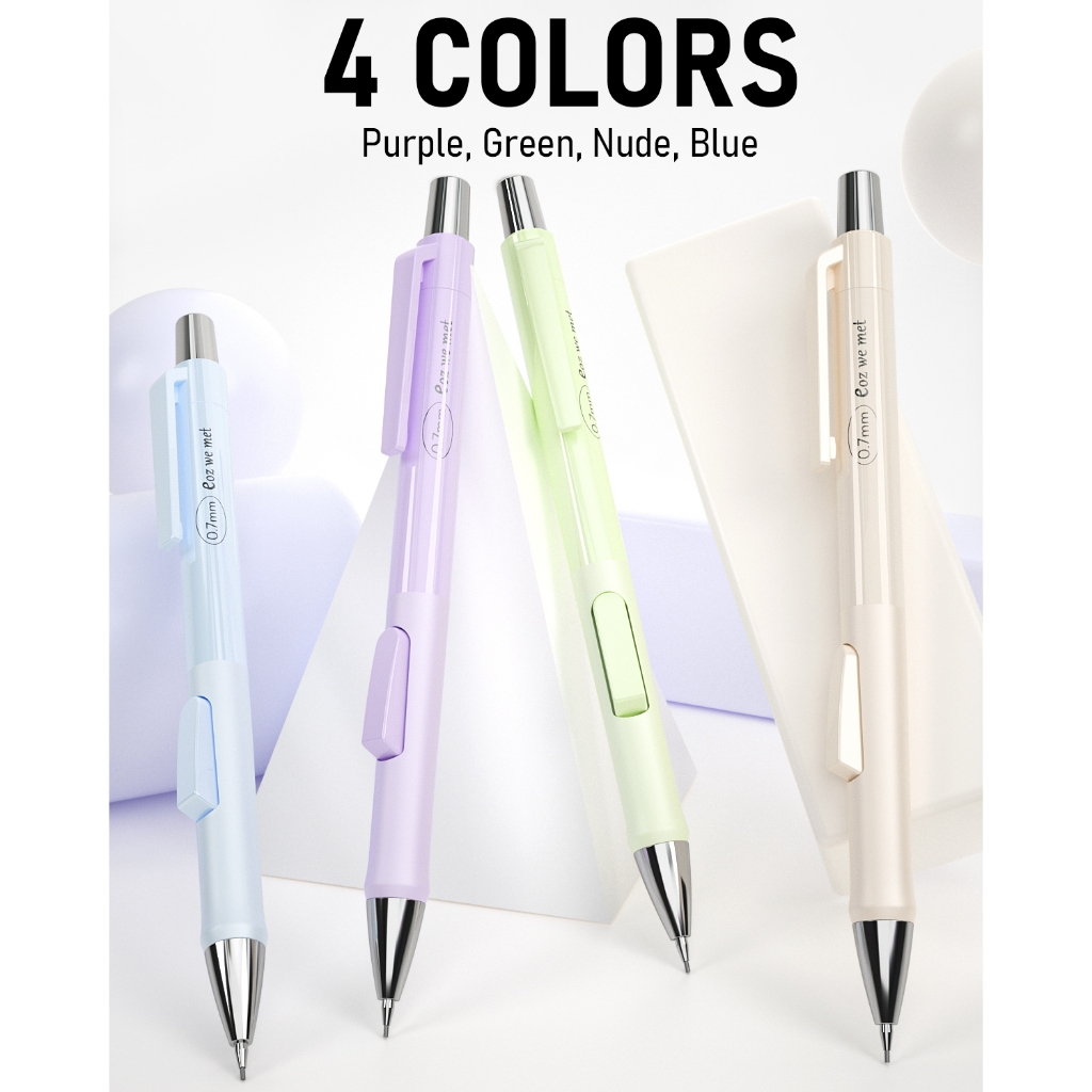 Nicpro 4 Bút Chì Cơ Pastel, Bộ Bút Chì Cơ Bấm Nhanh Dễ Thương 0.7mm Với 8 Ống HB Nạp Chì, Tẩy, Tẩy Nạp Lại Để Viết Trường, Vẽ, Phác Thảo