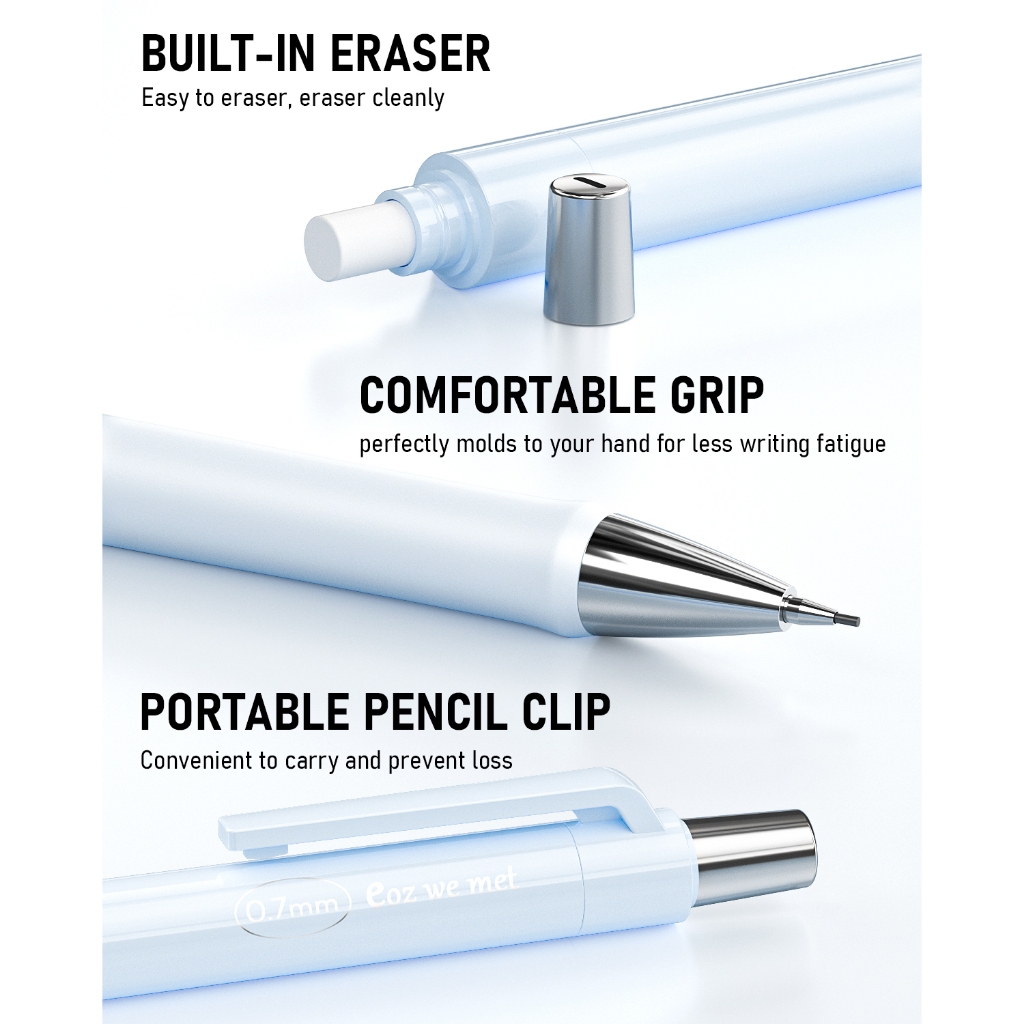 Nicpro 4 Bút Chì Cơ Pastel, Bộ Bút Chì Cơ Bấm Nhanh Dễ Thương 0.7mm Với 8 Ống HB Nạp Chì, Tẩy, Tẩy Nạp Lại Để Viết Trường, Vẽ, Phác Thảo