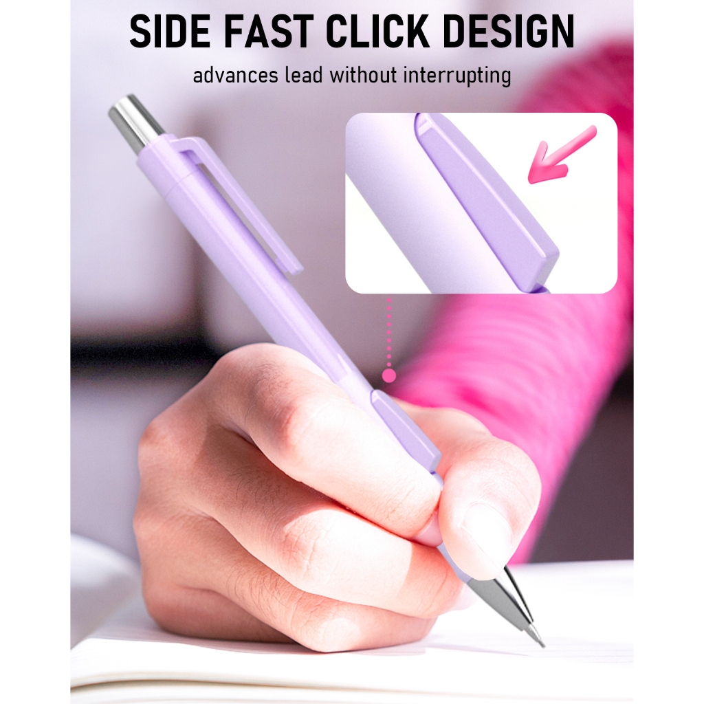 Nicpro 4 Bút Chì Cơ Pastel, Bộ Bút Chì Cơ Bấm Nhanh Dễ Thương 0.7mm Với 8 Ống HB Nạp Chì, Tẩy, Tẩy Nạp Lại Để Viết Trường, Vẽ, Phác Thảo