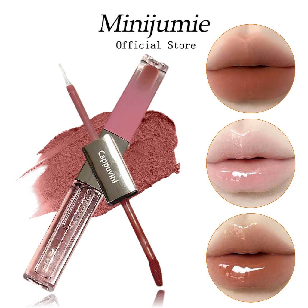 Cappuvini Hai kiểu trang điểm môi Mềm mịn mỏng nhẹ Khóa màu bền lâu Không dễ dính cốc 4g