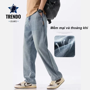 Quần Jean Nam Dáng Baggy, Quần Bò Ống Rộng Phong Cách Dáng Hàn Quốc Quần Jean Baggy Nam Ống Đứng, Chất Denim Mềm Mại, Form Trẻ Trung Năng Động Cao Cấp quần jean màu xanh nhạt thời trang thoáng khí quầ