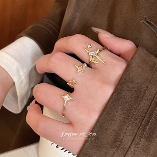DREJEW - Bộ 3 Nhẫn Ngôi Sao Vàng Pha Lê Thời Trang Cho Nữ, Trang Sức Hàng Ngày