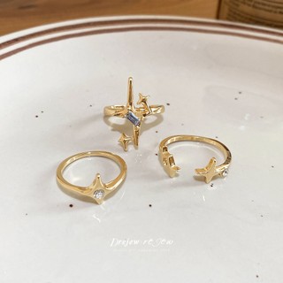 DREJEW - Bộ 3 Nhẫn Ngôi Sao Vàng Pha Lê Thời Trang Cho Nữ, Trang Sức Hàng Ngày